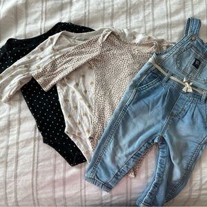 Baby Girl Bodysuit Bundle with Baby BigOsh Denim Overalls